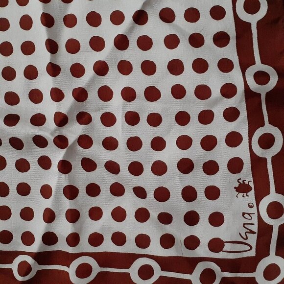 Vintage Signed Vera Scarf Polka Contrasting Border Hand Rolled Silk Square 31" - Picture 7 of 9